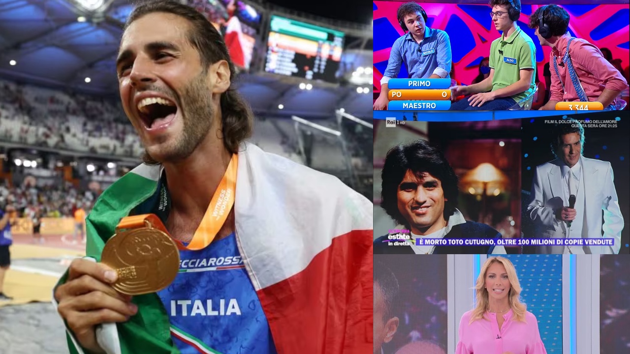 Ascolti tv ieri: Rai2 sfonda con l’oro di Tamberi, boom Estate in Diretta