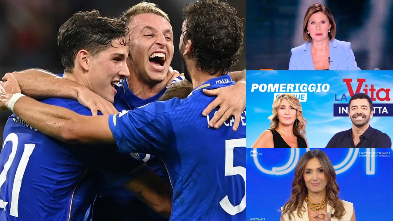 Ascolti tv ieri: boom Italia-Ucraina, Pomeriggio 5 cala. Leader Matano