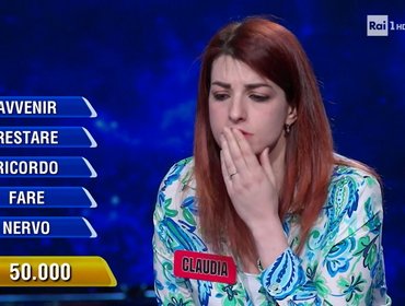 L'Eredità, Flavio Insinna a Claudia: 'è tornata la contessa di Montecristo'
