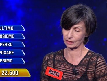 L'eredità, la campionessa Marta perde lo sguardo e il montepremi