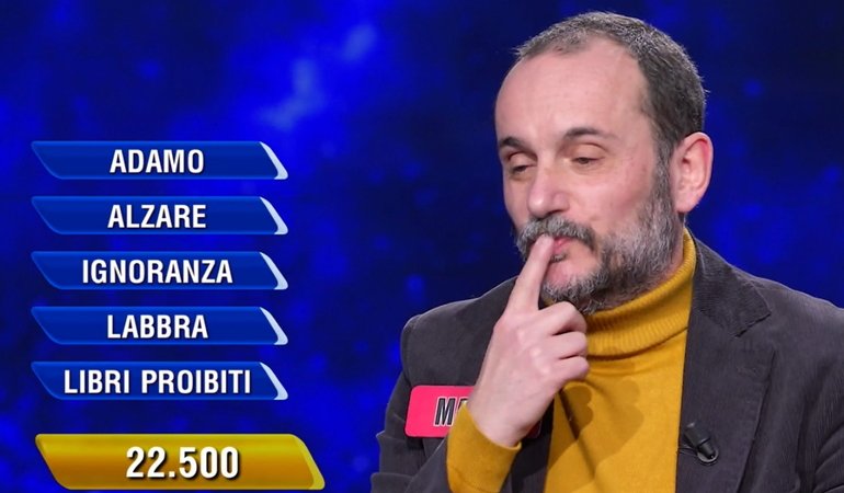 L'Eredità, il nuovo campione Marco non digerisce la 'mela' per colpa dell'indice