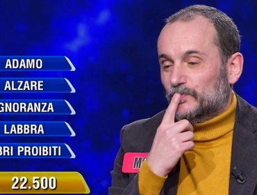 L'Eredità, il nuovo campione Marco non digerisce la 'mela' per colpa dell'indice